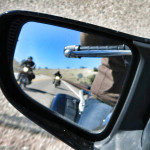 motorcycles in rear view mirror